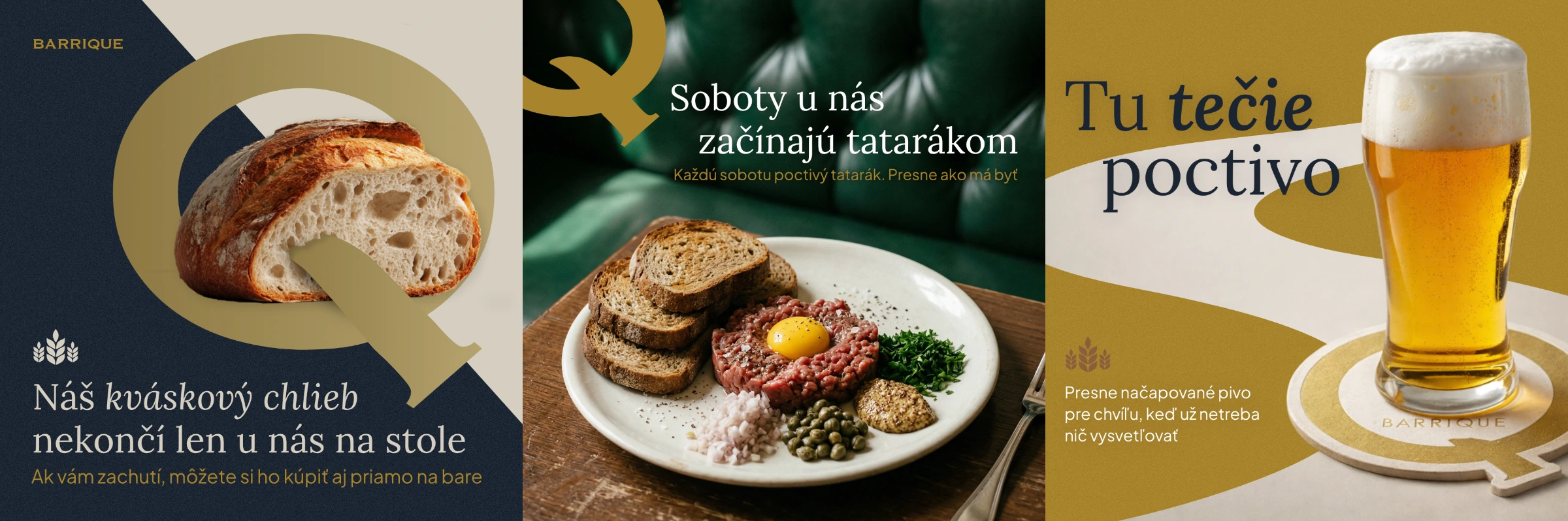 Sociální posty BARRIQUE: kváskový chléb, tatarák a pivo